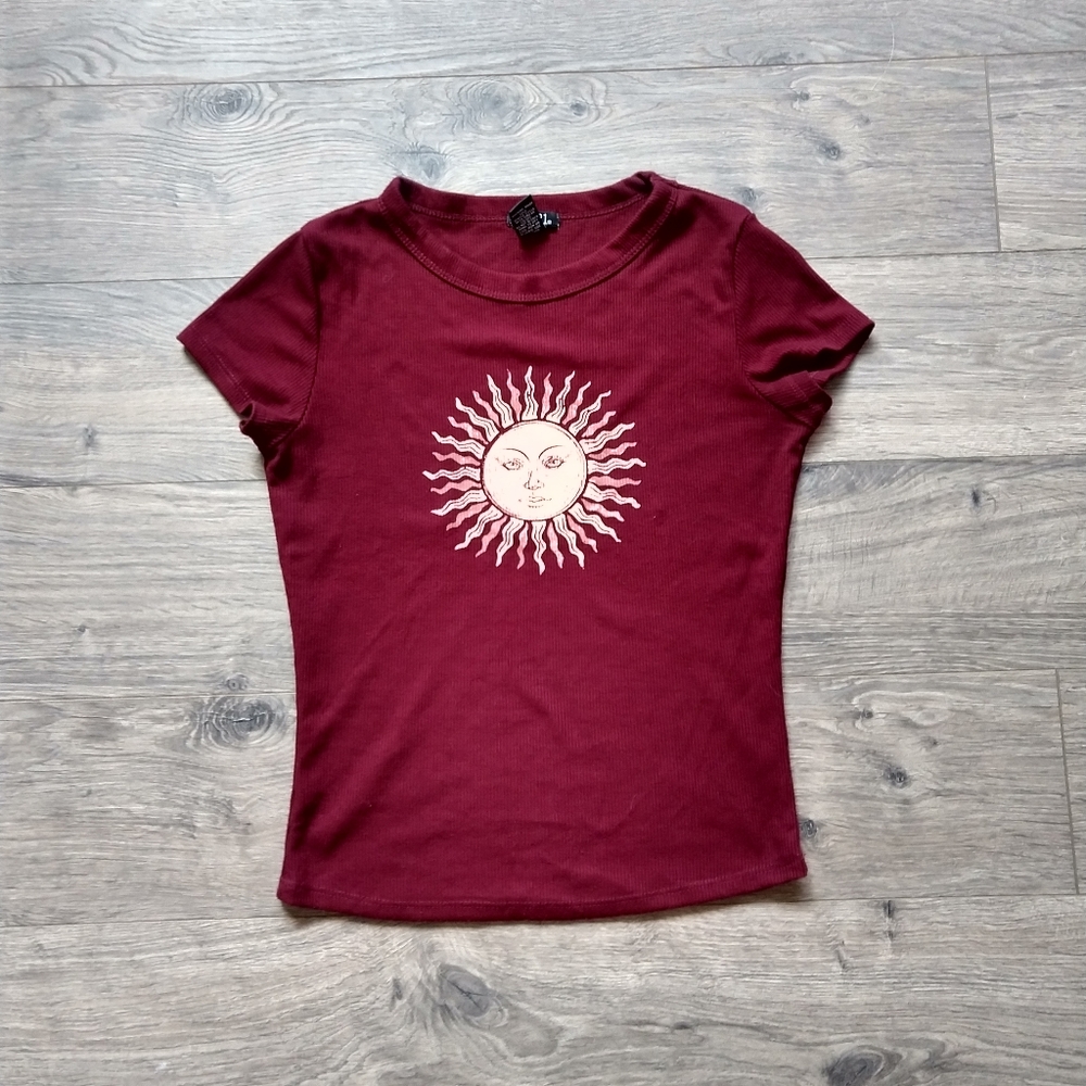 Ribbed maroon sun tee